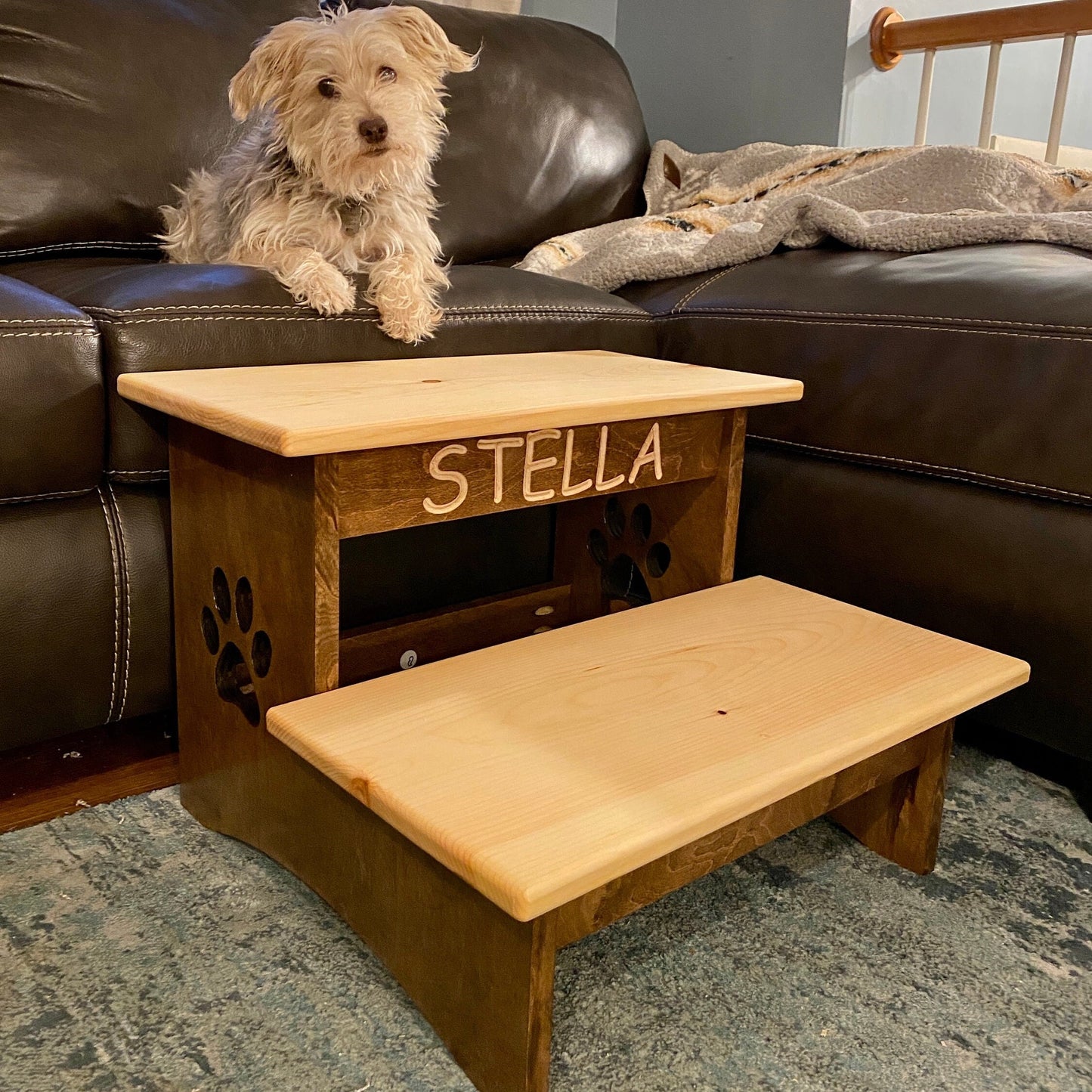 Personalized 15 Inch Pet Steps for Dogs Handcrafted and Made-to-Order Helps with arthritis joint pains hip dysplasia