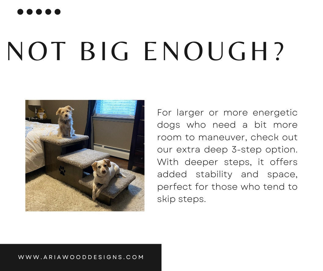 Image showcasing our extra deep 3-step option, ideal for larger or more energetic dogs needing extra room and stability.