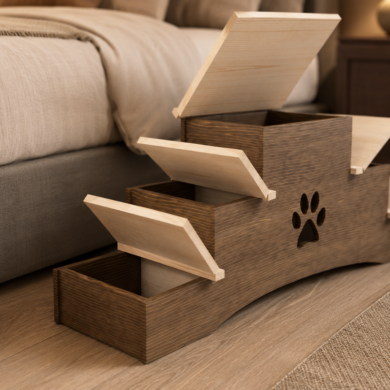 Double-Sided 23 Inch Pet Steps with Hidden Storage