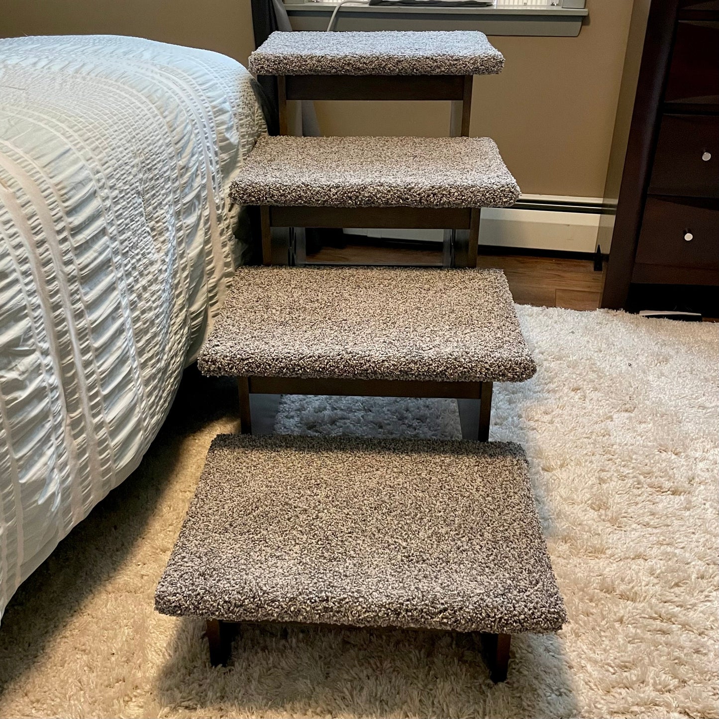 Image displaying our extra deep 23-inch pet steps from a frontal angle, showcasing the product&#39;s size and design against a neutral background.