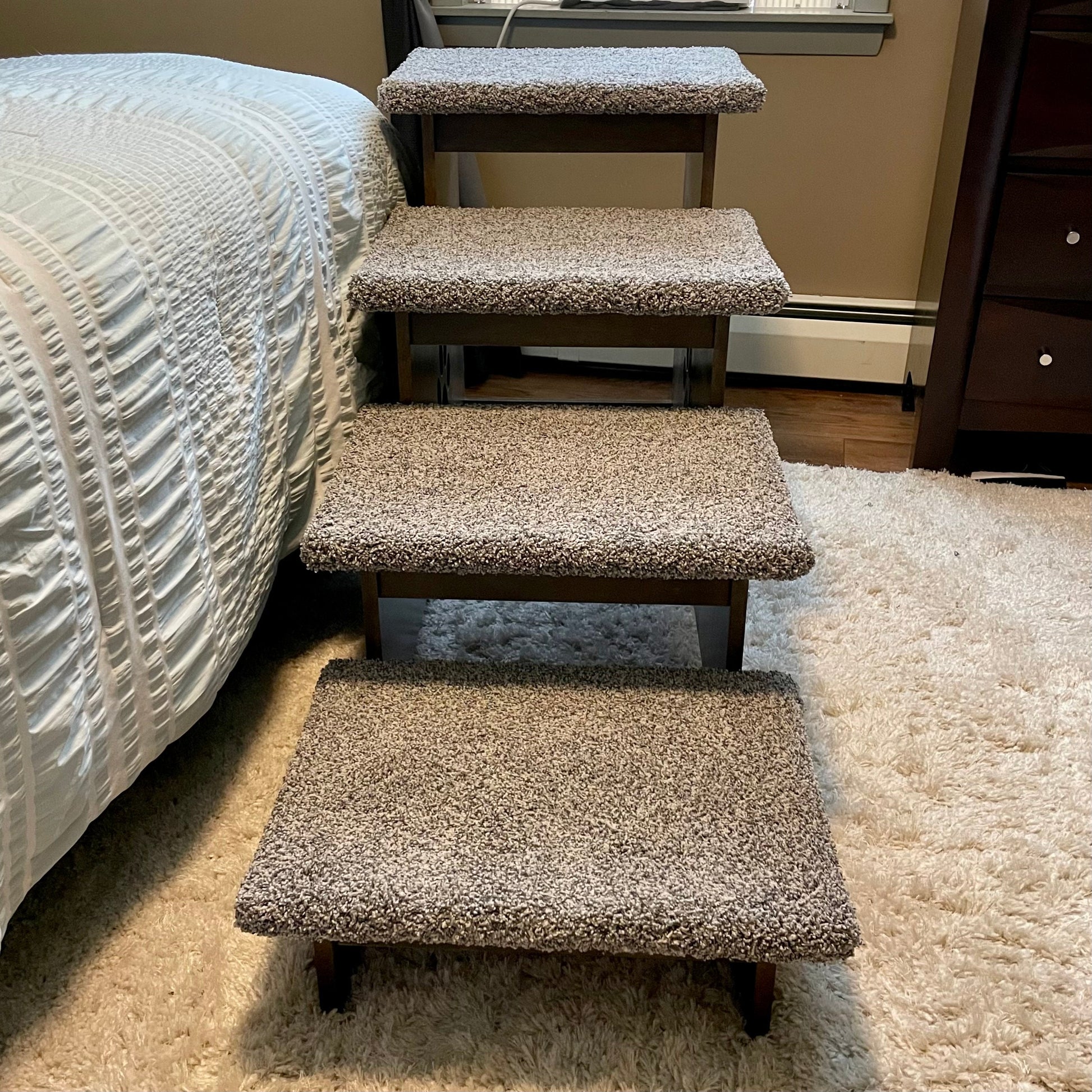 Image displaying our extra deep 23-inch pet steps from a frontal angle, showcasing the product&#39;s size and design against a neutral background.