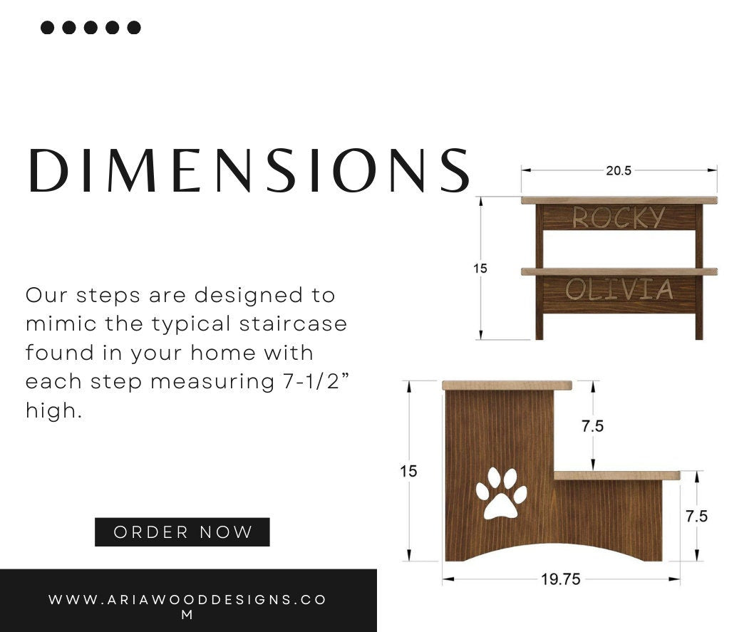 A close-up image showcasing 14-inch 2-step pet steps with measurements highlighted, providing a clear visual representation of the product's size and dimensions.