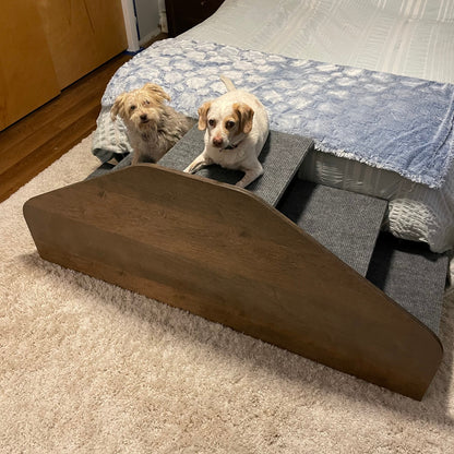 Double-Sided 24 Inch Wooden Pet Stairs with Blanket Chest