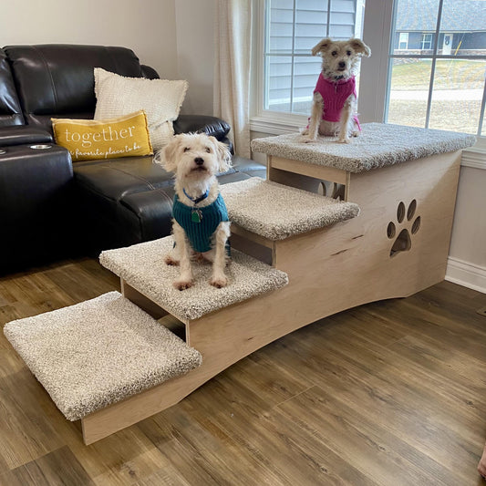 DEEP 26 Inch with Platform Pet Steps for Large Dogs Modern Pet Furniture Helps with arthritis joint pains hip dysplasia