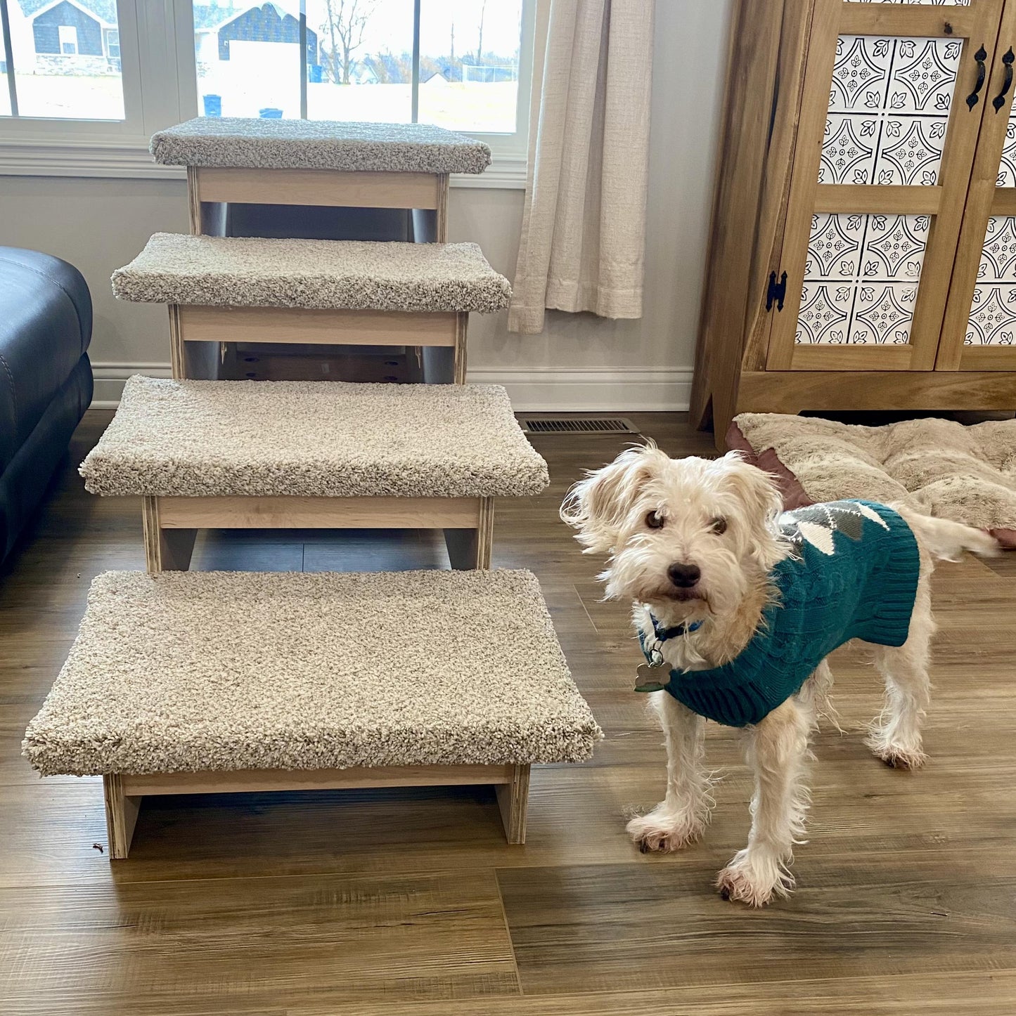 DEEP 26 Inch with Platform Pet Steps for Large Dogs Modern Pet Furniture Helps with arthritis joint pains hip dysplasia