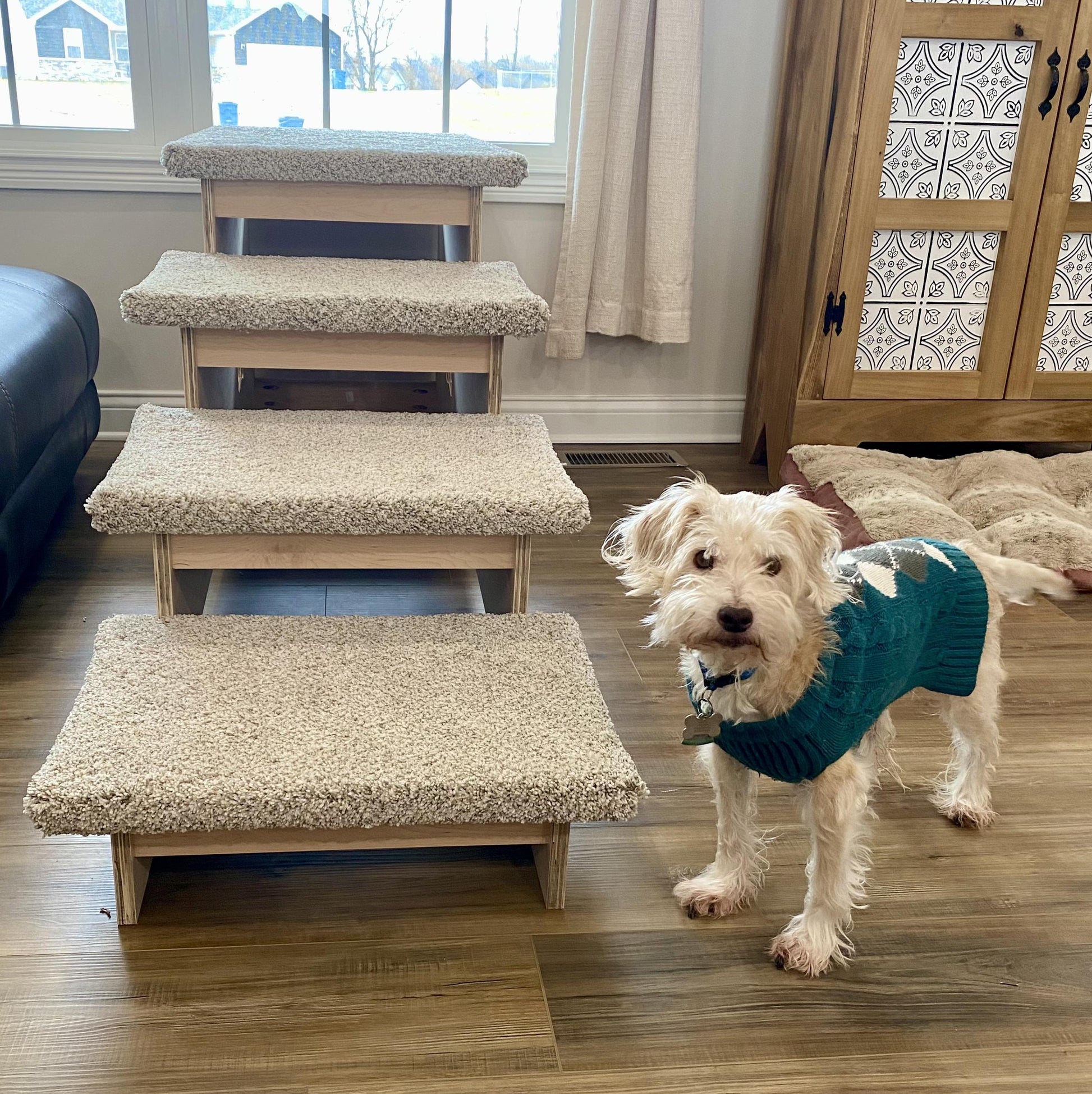 DEEP 26 Inch with Platform Pet Steps for Large Dogs Modern Pet Furniture Helps with arthritis joint pains hip dysplasia