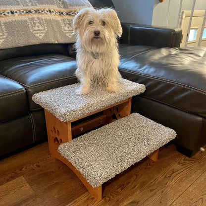 Pet Steps 15 Inches Tall - GUNSTOCK STAIN Handcrafted Dog Stairs Made-to-Order Helps dogs with arthritis joint pains hip dysplasia and more